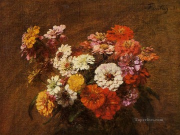 Zinnias en un florero pintor Henri Fantin Latour Pinturas al óleo